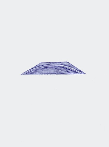 Gevallen regenboog, blauwe balpen op papier, 29,7cm x 21cm, 2010