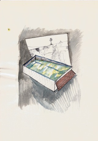 Studie voor een zwembad, waterverf en balpen op papier, 29,7cm x 21cm, 2010