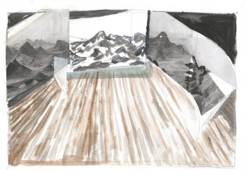 Scène, collage en acrylverf op papier, 2011