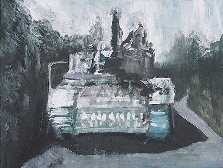 The Will To Score 2, tank 2, 40cm x 50cm, Acrylics on canvas, 2006